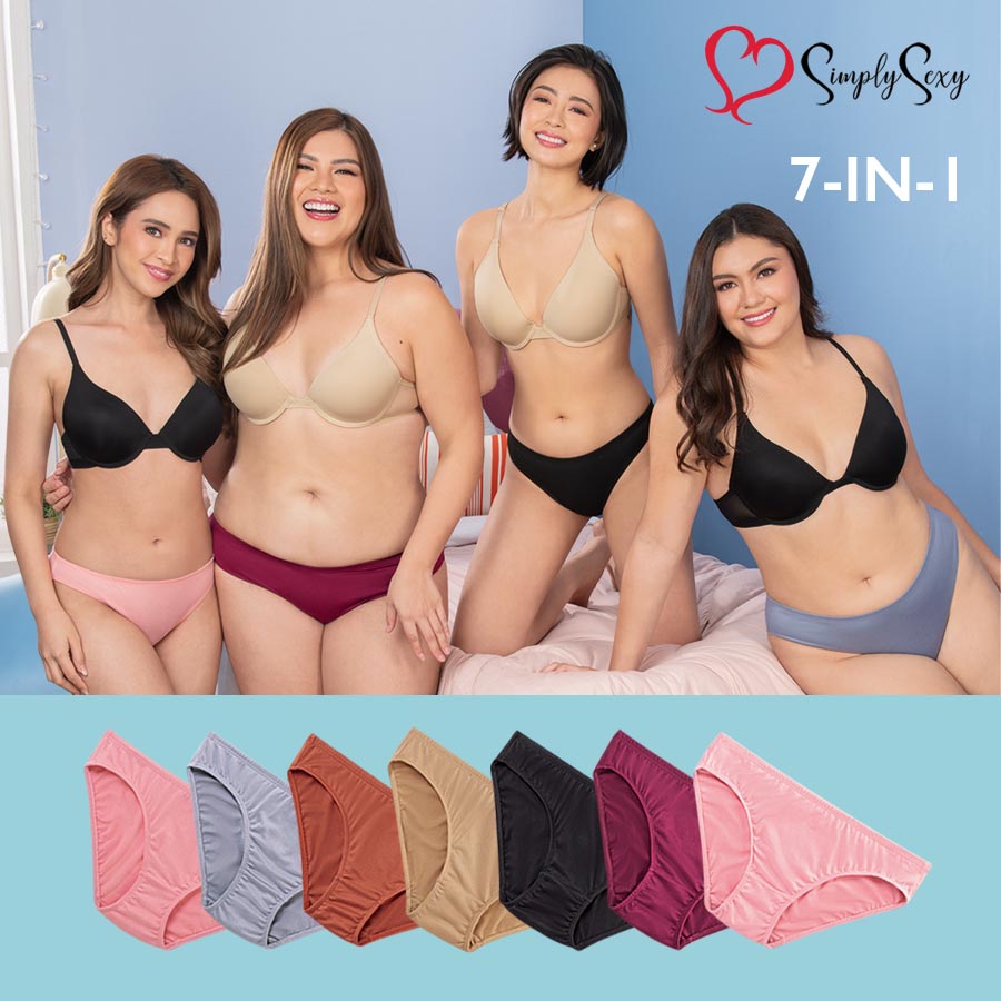 Labonita Plus Ladies' Multicolor 7-in-1 Plain Bikini Panty with Inside Garter