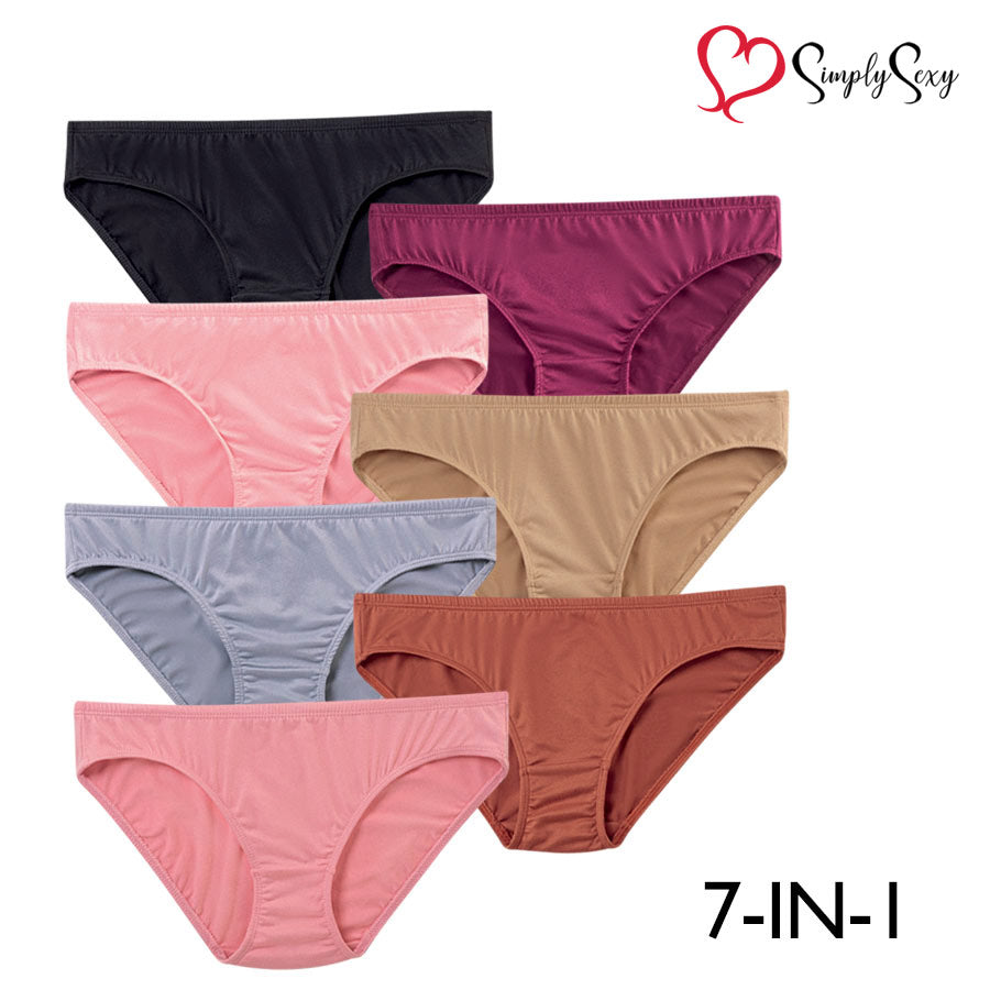 Labonita Plus Ladies' Multicolor 7-in-1 Plain Bikini Panty with Inside Garter