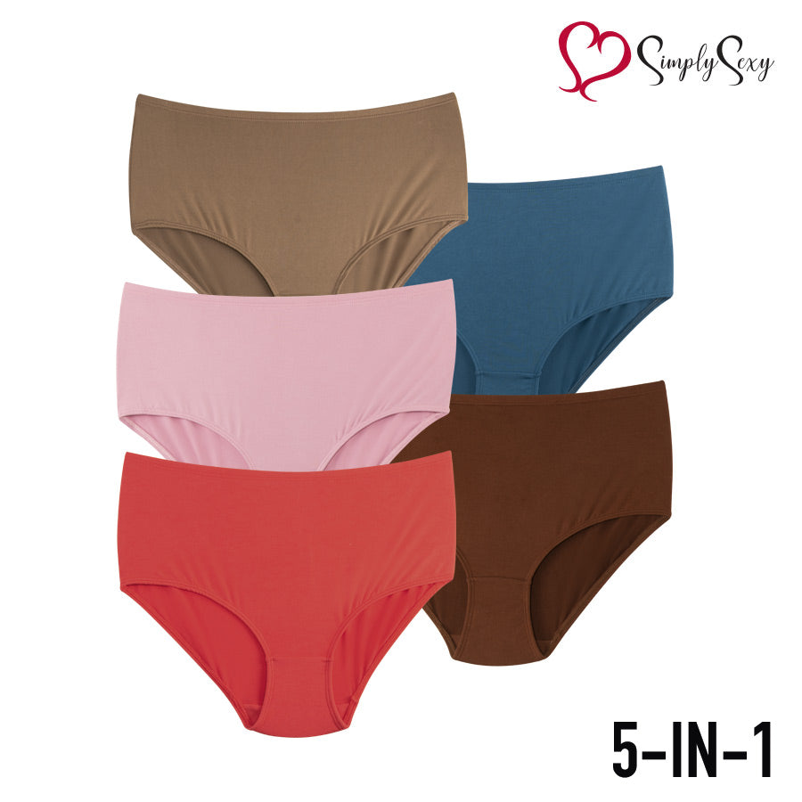 Lorelkate Ladies' Plus Multicolor 5-in-1 Full-Rise Plain Panty with Inside Garter