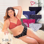 Cleonie Plus Ladies' Printed 5-in-1 Bikini Panty with Inside Garter