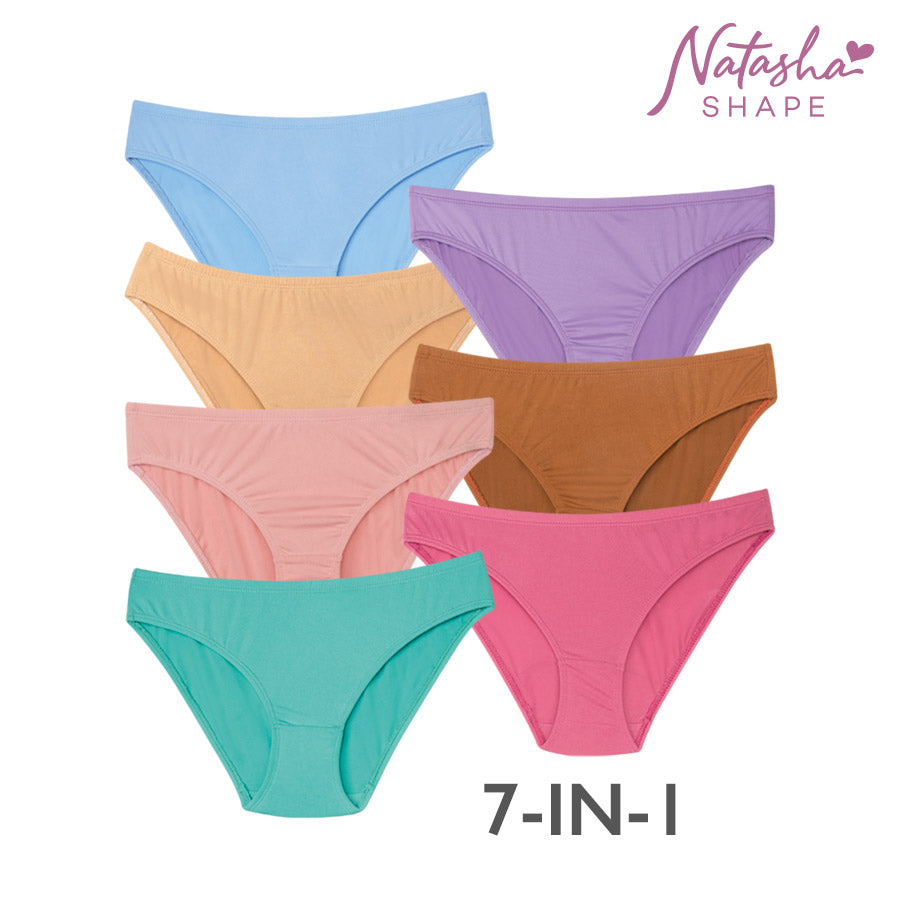 Josephinejoy Ladies' Multicolor 7-in-1 Plain Bikini Panty with Inside Garter