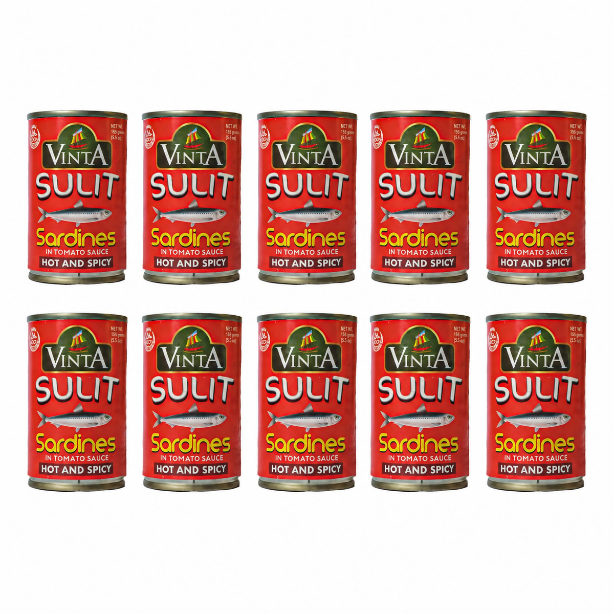 Vinta Sulit Sardines in Tomato Sauce Hot and Spicy 155g (9+1) Promo
